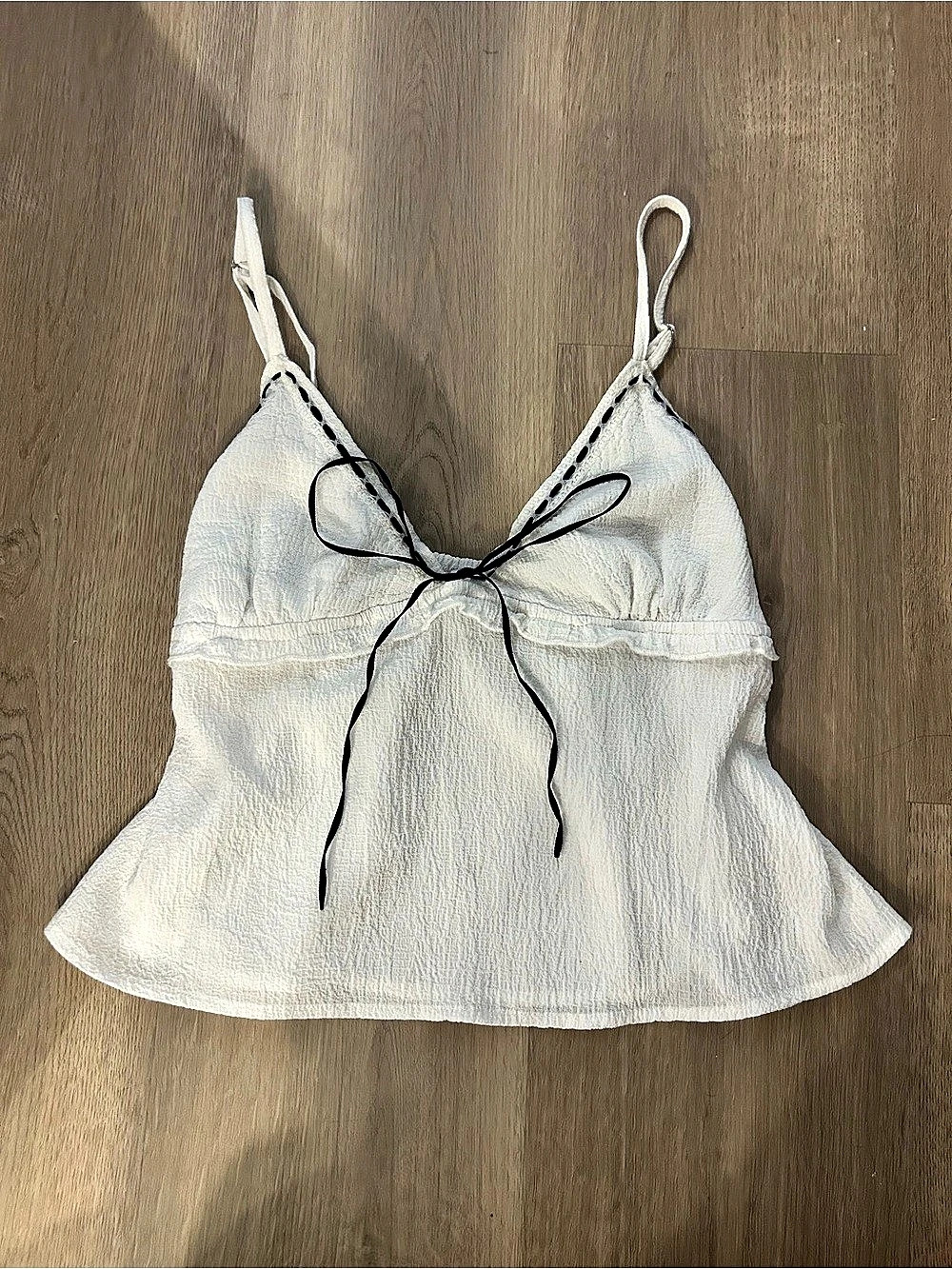 Princess Polly Delvonte Lace Contrast Bow Detail Top White US 8